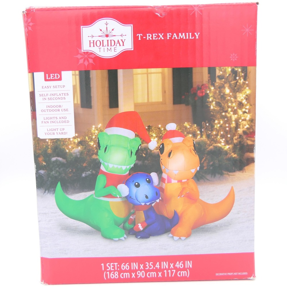 Holiday Time T-Rex Family LED Lighted Inflatable Decor 66" Wide 46" Tall New